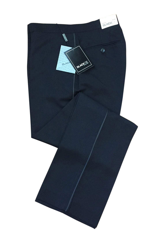 "Logan" Black Luxury Wool Blend Tuxedo Pants Tux-USA