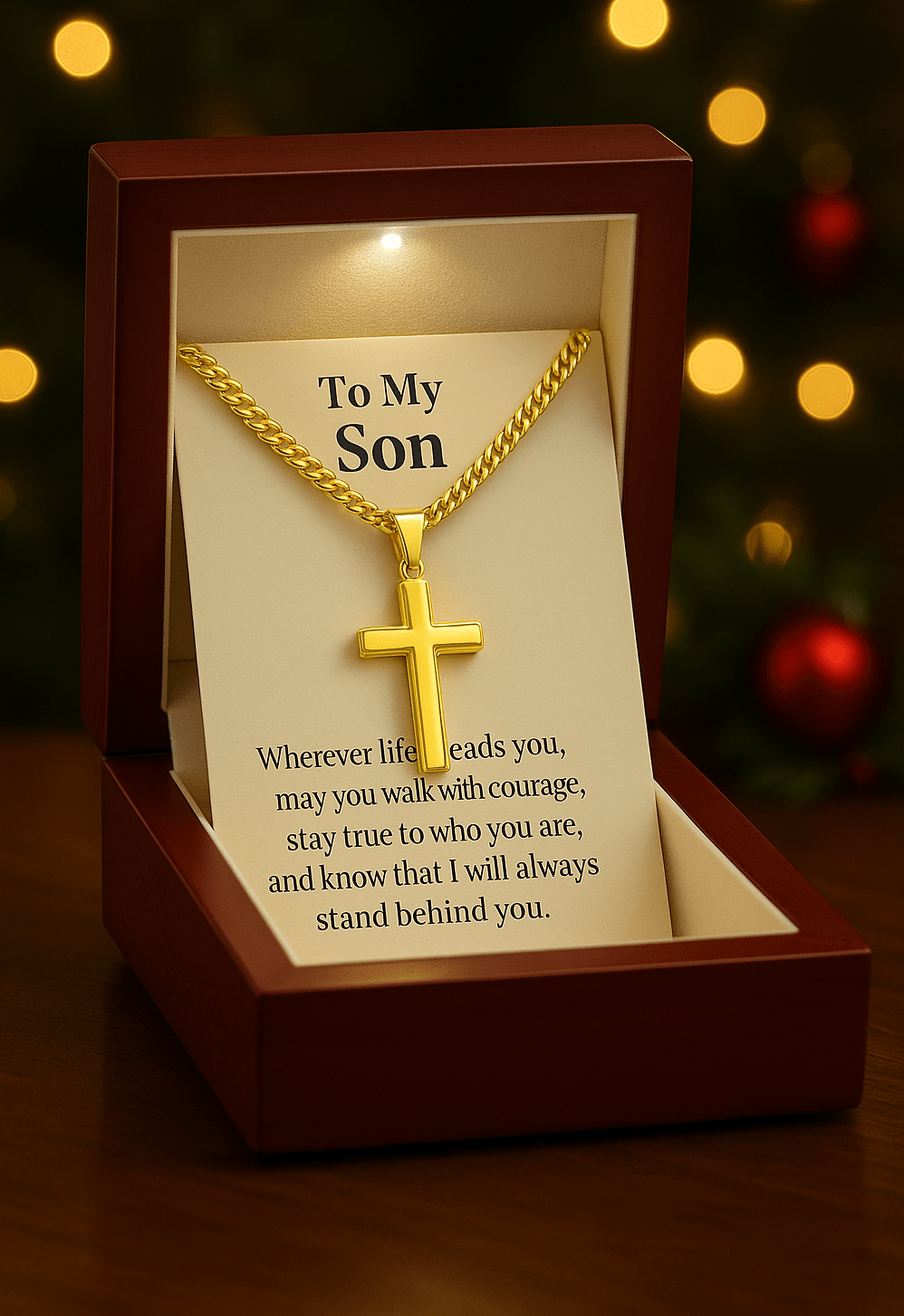 To My Son — Cross Necklace Holiday Gift Set With Message Card by JT's