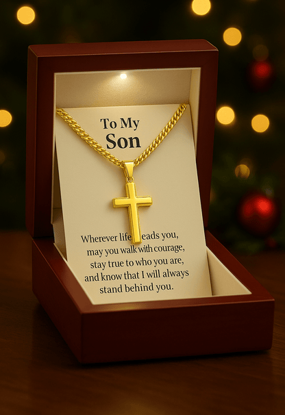 To My Son — Cross Necklace Holiday Gift Set With Message Card by JT's