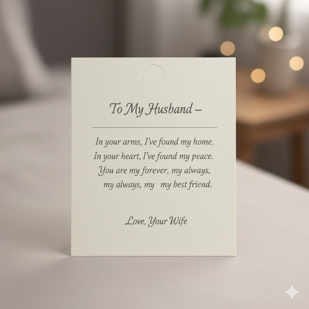 “To My Husband – Strength & Devotion Necklace With Emotional Message Card (Men’s Gift)” by EonJewelery